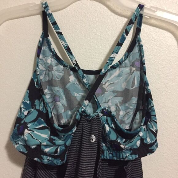 Soybu Floral Striped Workout Yoga Athletic Tank Top Built in Bra Strappy Small - Picture 4 of 7